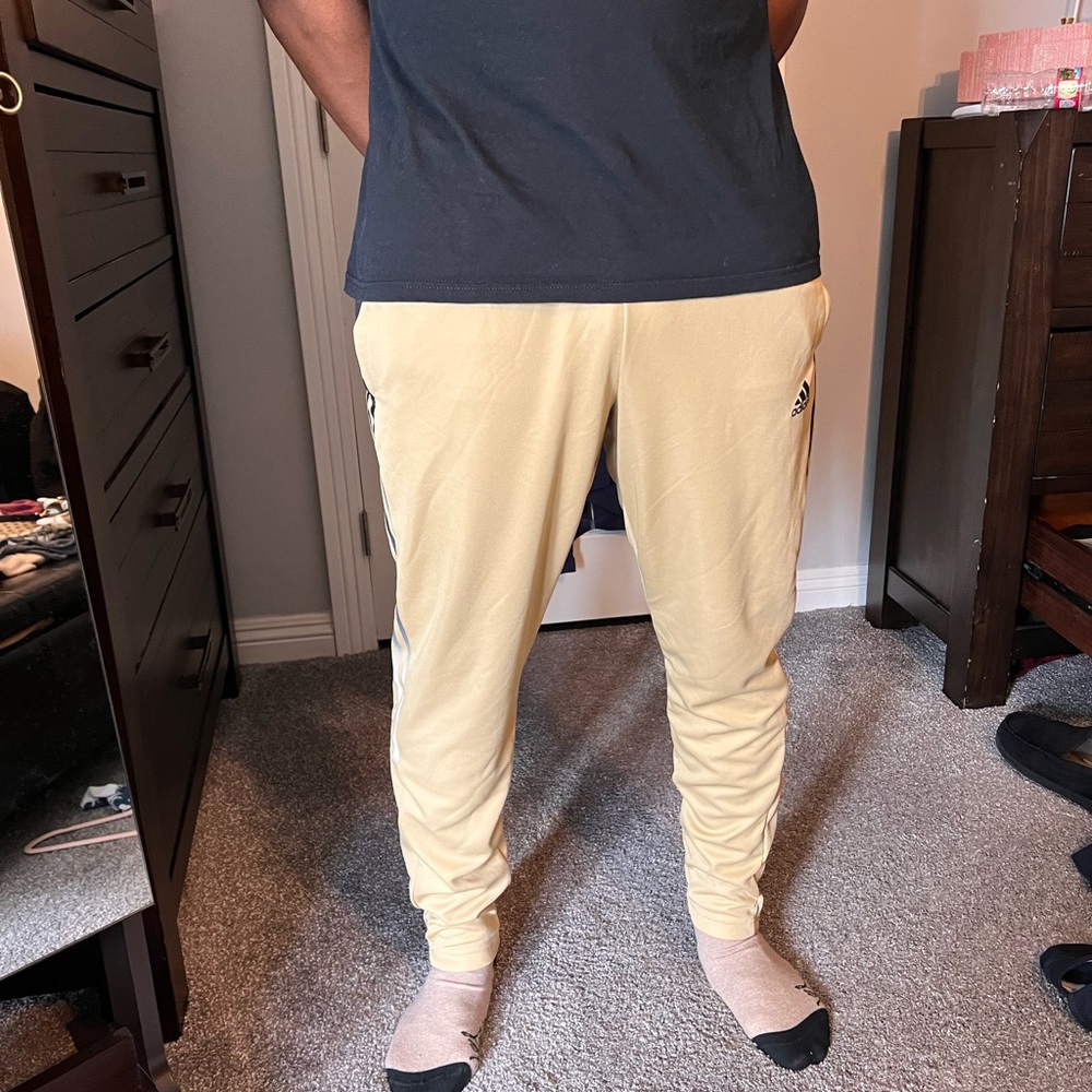 Gold 3 Stripe Adidas Sweat Pants